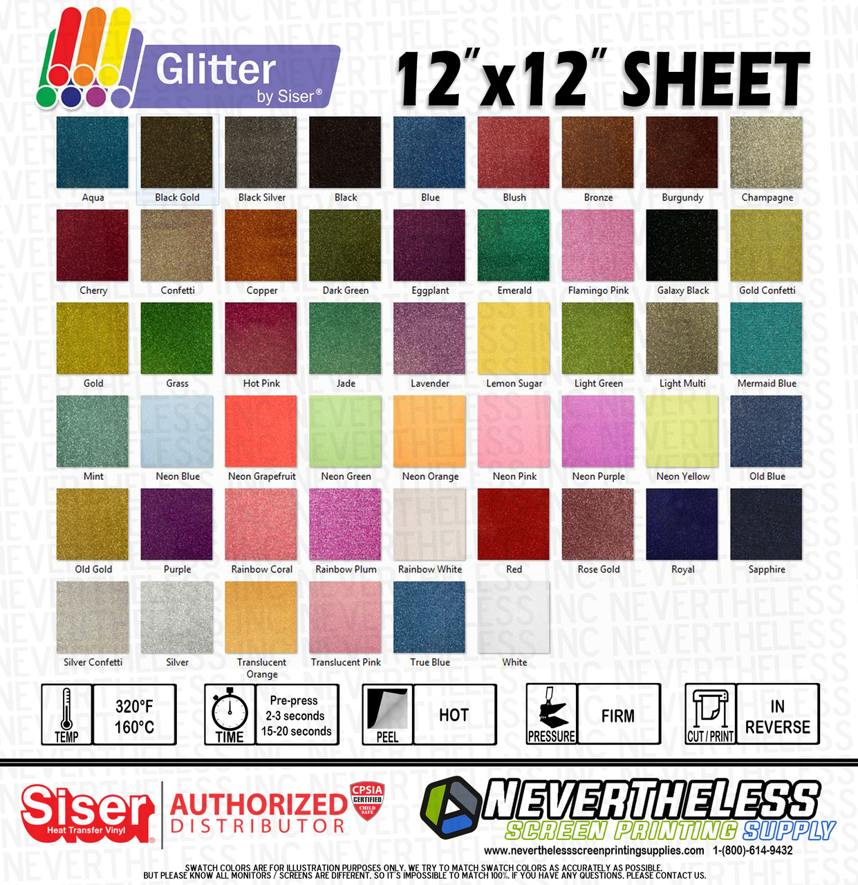 Siser Glitter HTV Heat Transfer Vinyl - 12x12 Sheet